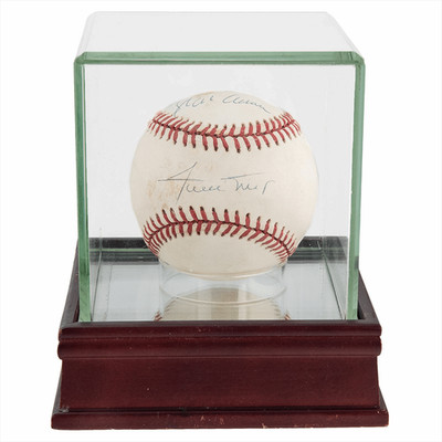 HANK AARON AND WILLIE MAYS SIGNED BASEBALL JSA LOA