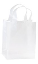SSWBasics Clear Frosted Plastic Shopping Bags 8" x 5" x 10" Case of 250