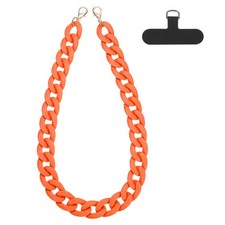 Phone Wrist Strap, 24" Acrylic Cellphone Chain with Tether Tab, Bright Orange