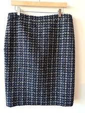 J. CREW Classic No. 2 Pencil Skirt in Black Blue Metallic Tweed Size 10 Workwear