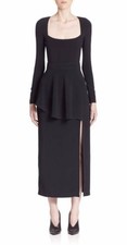 Stella McCartney Long-Sleeve Stretch Cady Peplum Dress 4US