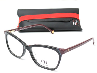 Carolina Herrera VHE806K 0700 Black Burgundy Women's Eyeglasses Frames 54-15-135
