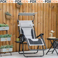 Zero Gravity Reclining Lounger Chair with Shade Cup Headrest for Garden Patio