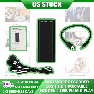 16GB Mini Audio Recorder Voice Activated Office Listening Device Long Serve Time