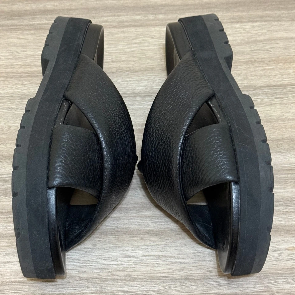 Vionic Sandals Women 8 Black Vesta Leather Criss Cross Platform Slide Comfort - Image 4 of 4