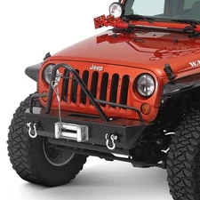For Jeep Wrangler JK 18 Bumper Rock Crawler Stubby Black Front Winch HD Bumper w