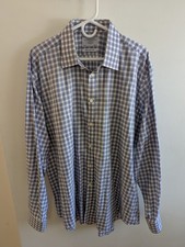 Charles Tyrwhitt Jermyn Street London Blue White Gingham Check Dress Shirt 18/37