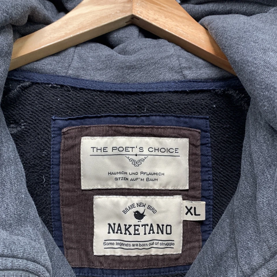 Толстовка с капюшоном мужская Naketano The Poet's Choice на молнии размер XL подходит для L серая с капюшоном - Изображение 4 из 4