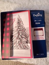 DaySpring Boxed Christmas Cards Lot 17 Snowy Tree Buffalo Plaid Self-Seal Env