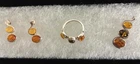 Vtg. Sterling Silver Oval Baltic Amber Ring, Pendant & Earrings Signed by RJ