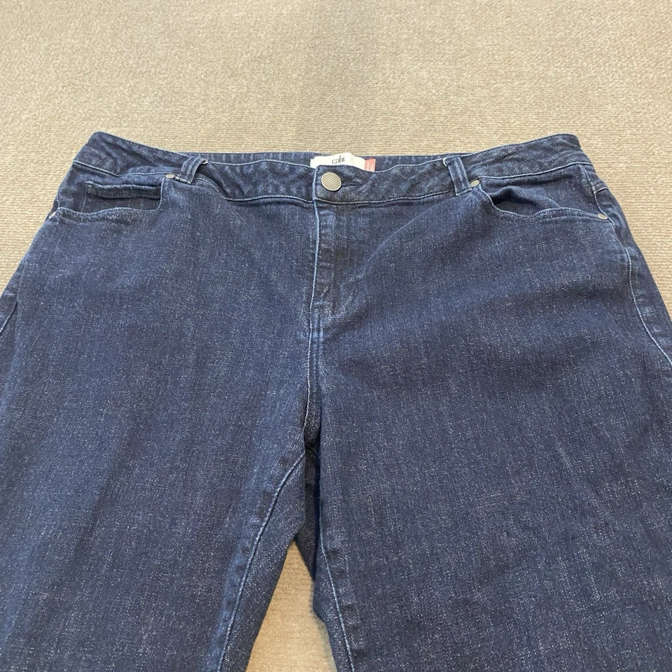 CAbi Trouser Jeans Womens 18 Dark Navy Denim Stretch Flare Leg High Rise - Image 2 of 4