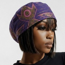 Handmade Cotton Purple  Gold Kufi Hat, Kofi Cap, Men or Women Style
