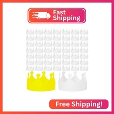 Jetec 50 Pcs White Paper Birthday Crown for Kid DIY Classroom, Traditional