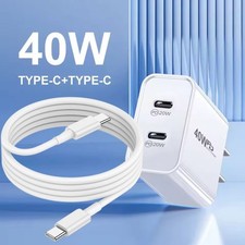 PD 40W Fast Charger Block USB C Type C Cable For iPhone Air 17 16 15 Pro Samsung