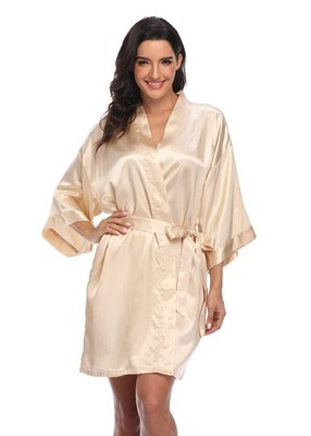 Super Shopping-zone Womens Plus Size Satin Kimono Bride Bridesmaid Wedding Ro...