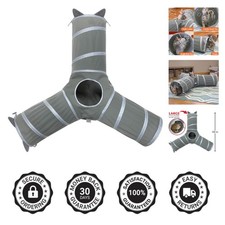 Extra Large 44.5" Cat Tunnel - Stylish Gray Toy for Active Cats Kittens