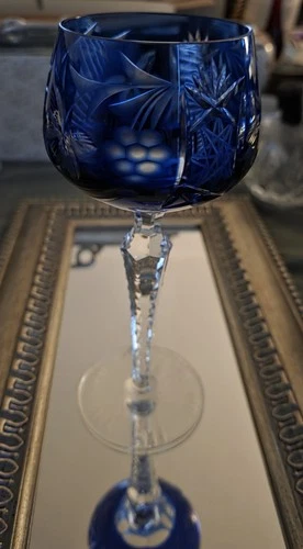 vintage cobalt blue depression wine glass