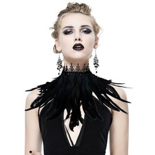 Halloween Witch Feather Collar Cape Shawl Swan Wings Shoulder Wrap for Black