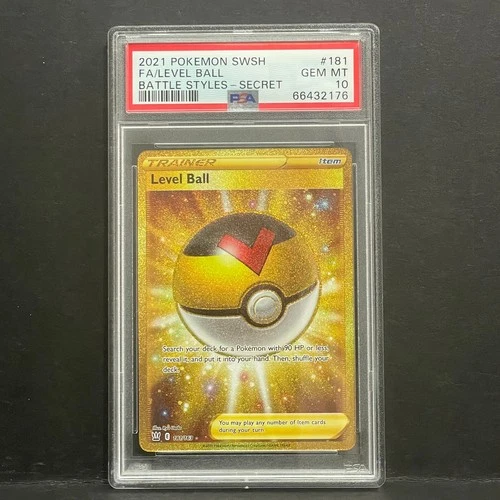 Pokémon Level Ball Gold Secret Rare Battle Styles 2021 181/163 PSA 10
