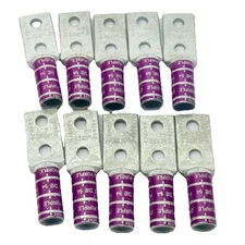 (LOT OF 10) MIROC 4/0 AWG GROUND LUGS PURPLE DIE 54 GL40FLX12381