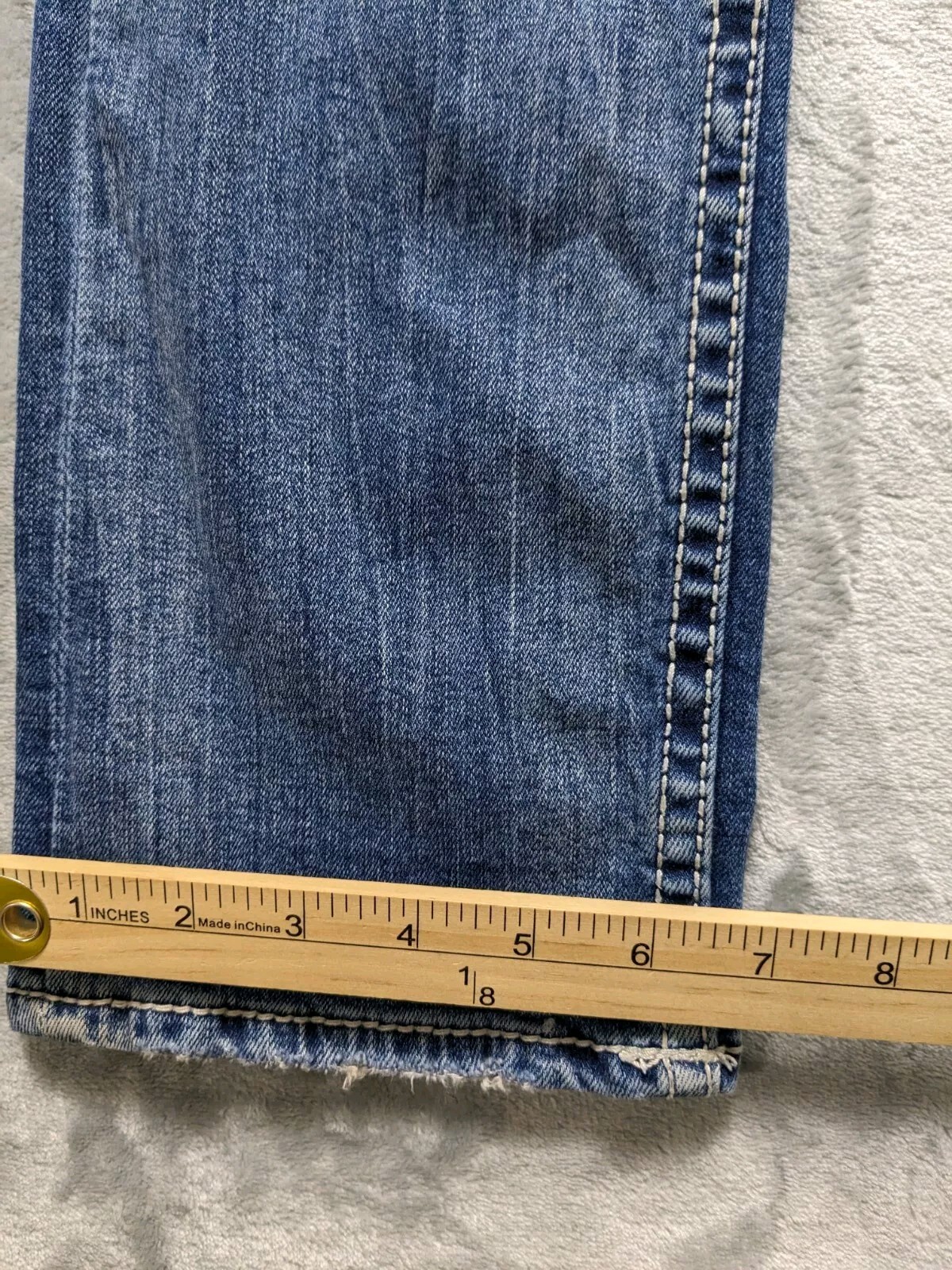 BKE Jake Straight Jeans 31x30 Blue Denim Distress Faded Whiskers Mid Wash READ