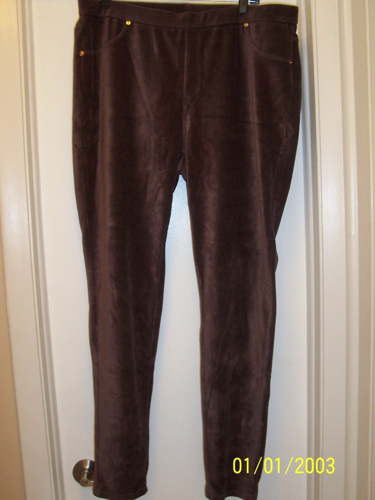 Michael Kors Women's 2X Velour Brown Ribbed Legging Pants New No Tag