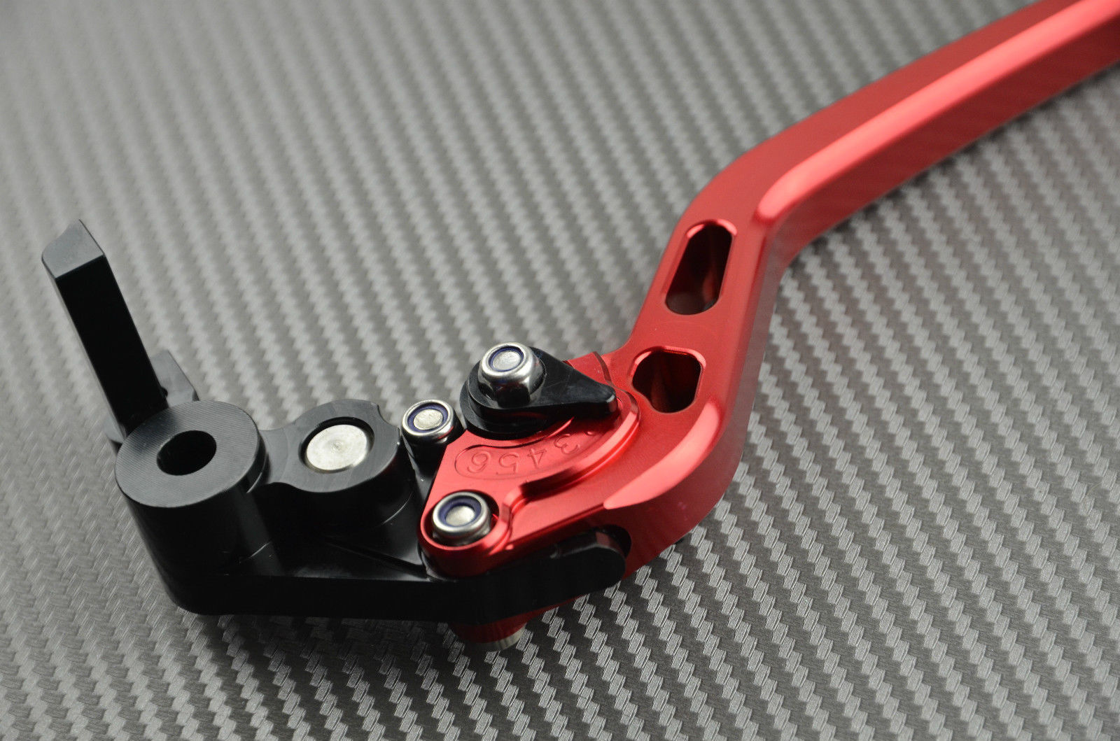 Levier moto CNC rouge et noir long adaptable Buell S1 Lightning 1998