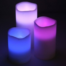 3 pc Color Changing Flameless Battery Operated LED Candles Remote Control Timer