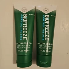 BioFreeze Menthol Pain Relief Colorless Gel 3oz X2 Exp 2027+