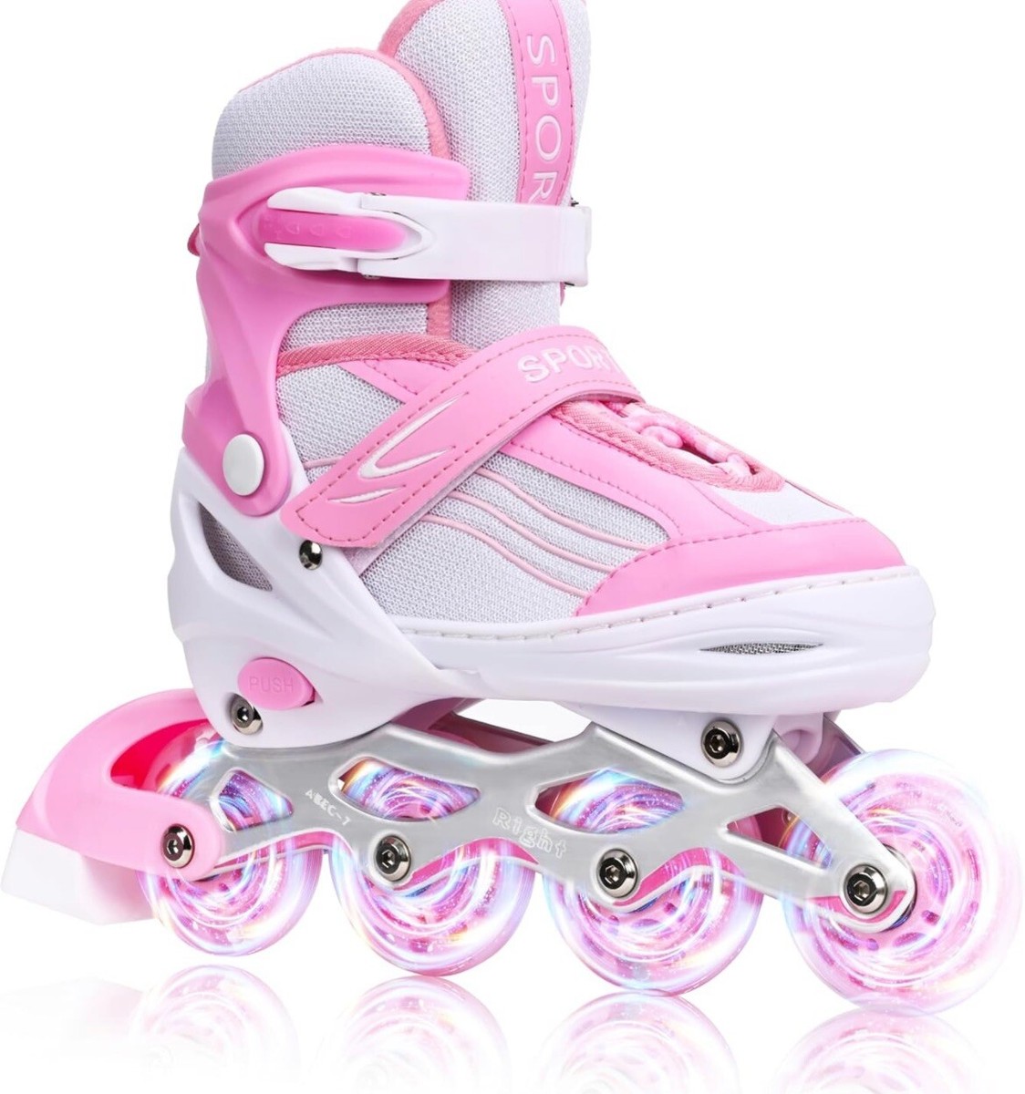 Rollerblade Bambina Pattini A Rotelle Regolabili Per Bambini - 4 Ruote Luminose No Batterie Pattini A 4 Ruote - copertina