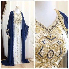 Moroccan Eid Long Ramzan Farasha Dress Dubai Abaya Hand Work Gown SALE Kaftan