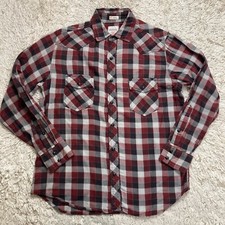 Fossil Shirt Mens Medium Plaid Western Pearl ...