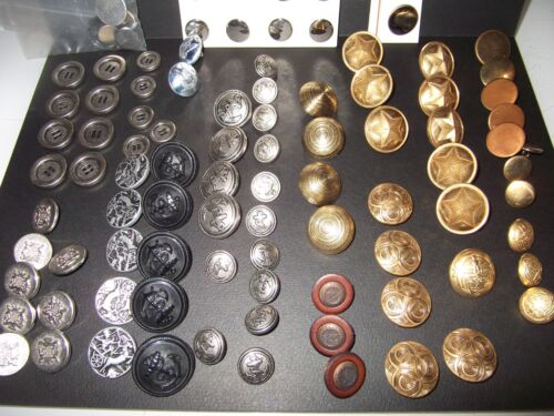 antique buttons set of 102 uniform buttons - Picture 1 of 6