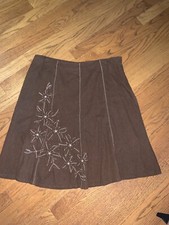 SAG HARBOR Raised Fabric Flowers Super Cute Chocolate Cream Skirt Sz 14    tw11j1