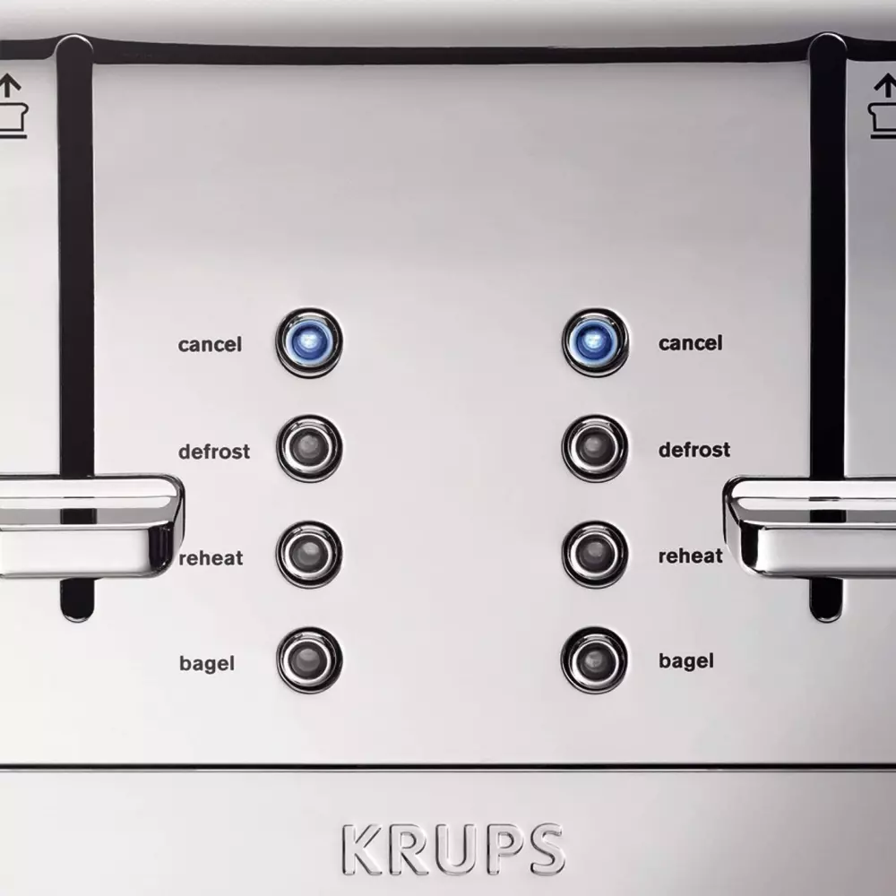4 Slice Toaster Brushed and Chrome Stainless Steel Silver KRUPS KH734D50 Kitchen