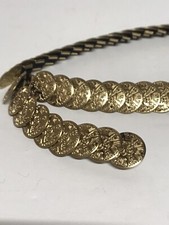 Vtg Womens Goldtone Stretchy Overlapped Coin Disk Belt 28 -35 Waist