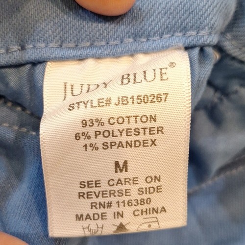 Pantaloncini donna Judy blu taglio denim blu orlo sfilacciato taglia media elasticizzati cuciture interne 3" - Foto 8 di 8