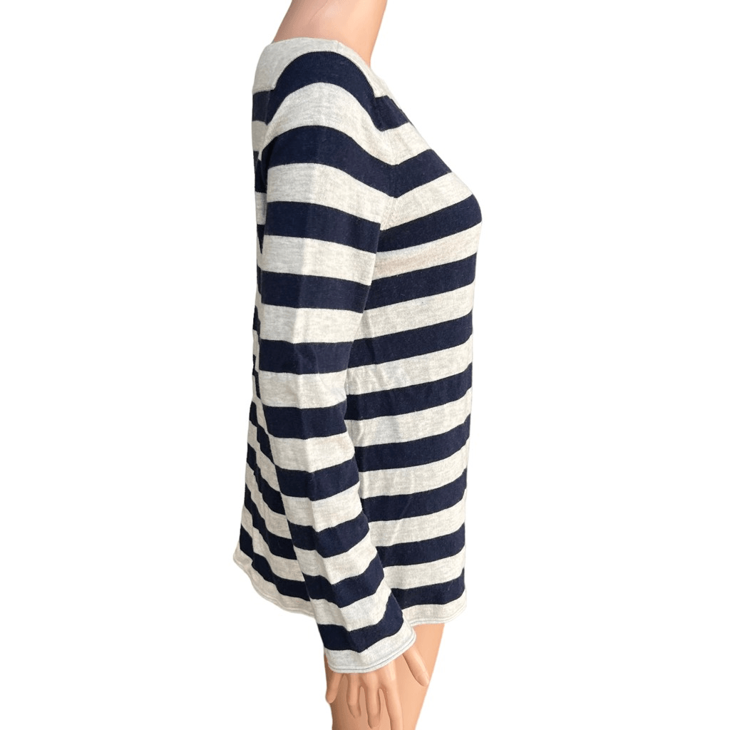 ギャップ 10s GAP wool check drizzler M navy GAP navy/grey striped wool blend sweater size M | eBay