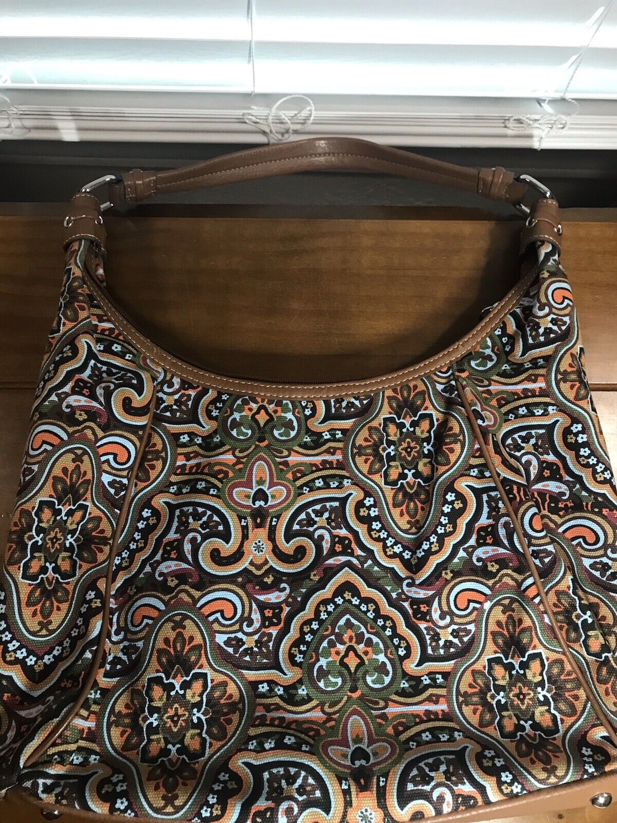 Tignanello Large Handbag Shoulder Purse Brown Blu… - image 2