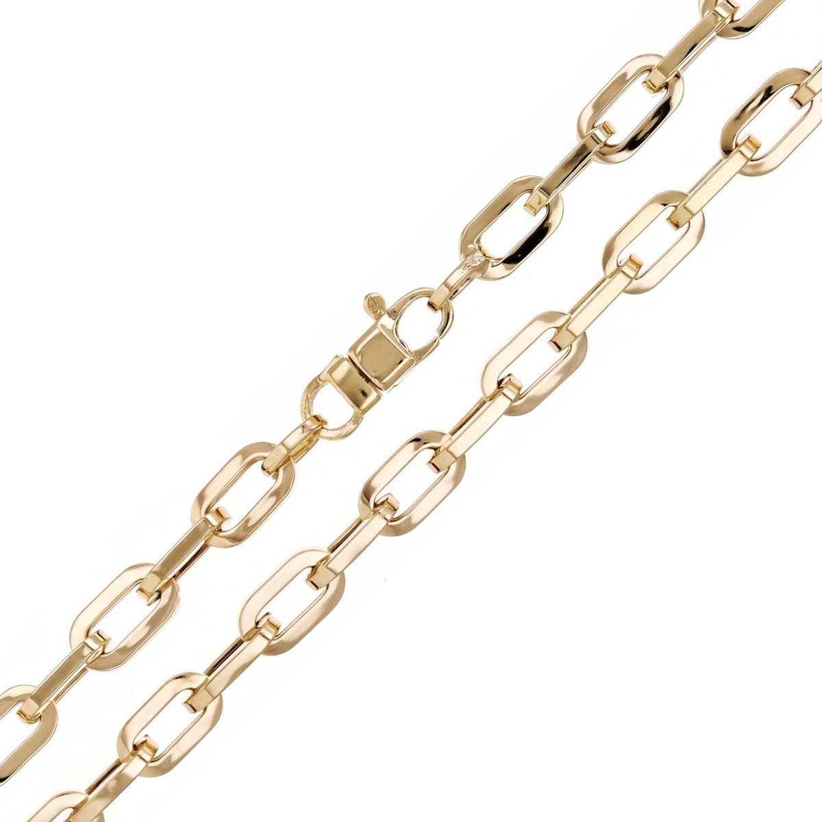 Italian 14k Yellow Gold Hollow Oval Links Chain Necklace 20