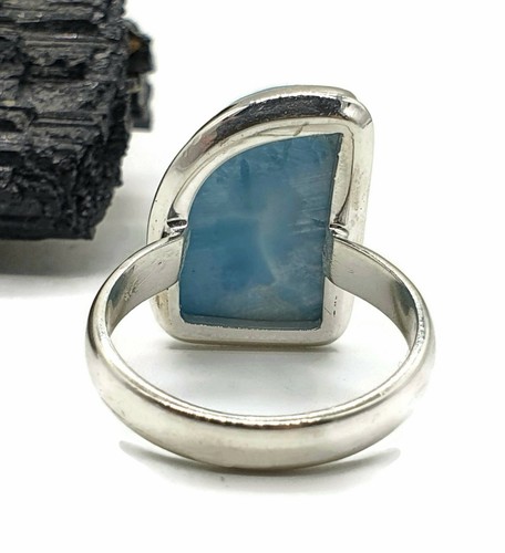 Larimar Ring, Size 8.25, Dolphin Stone, Sterling Silver, Stone of Atlantis - Picture 10 of 10