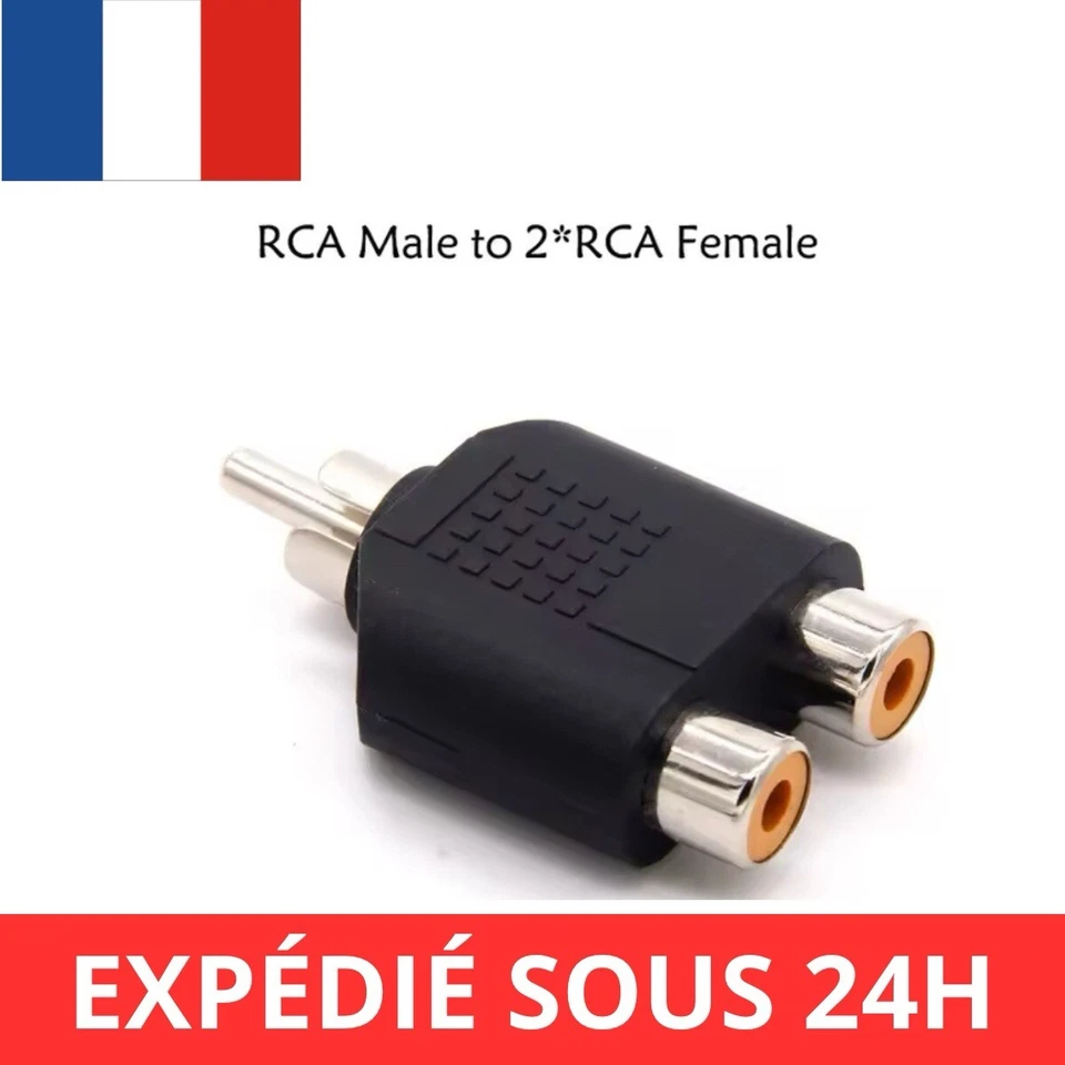 Adaptateur audio RCA male vers double RCA femelle Adapter male to dual female