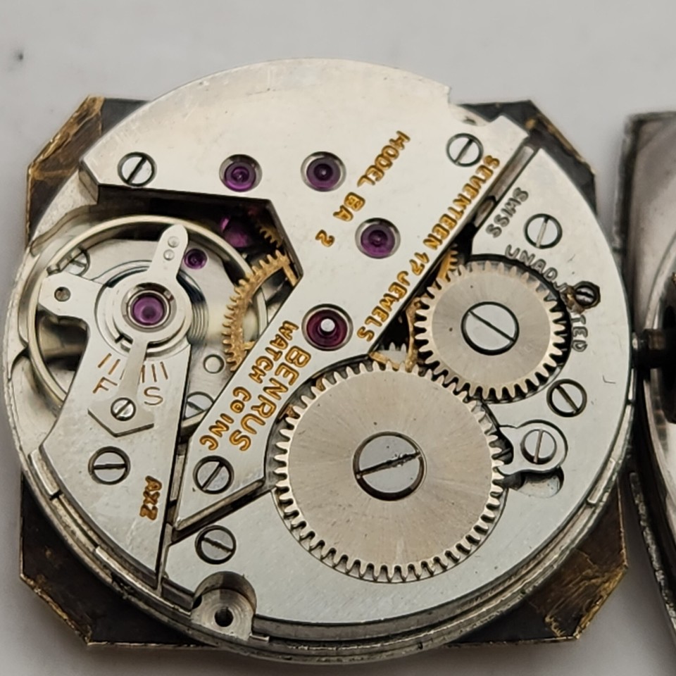 Mouvement De Montre Mécanique Vintage Benrus BA 2 - Pour Pièces Ou Réparation, Occasion