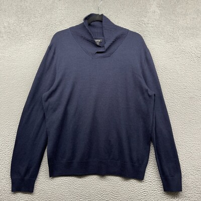 Apt Womens Sweater Blue Long Sleeve V-Neck Mock Neck Ribbed Wool Knit  Size XL