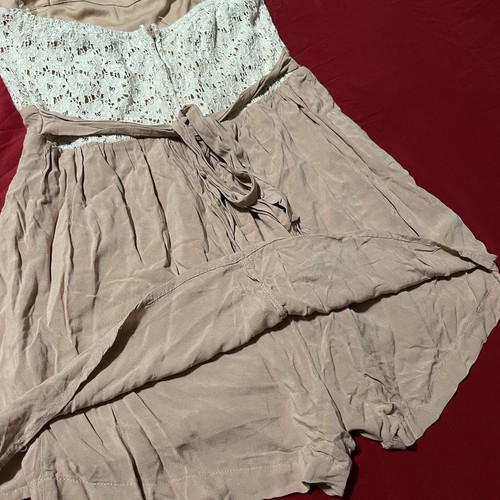 Have Girls Beige/Cream Lace Romper Shorts/Dress Size Large Lightweight Tie Back - Picture 6 of 8