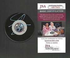 Adam Graves Signed Edmonton Oilers Puck JSA COA