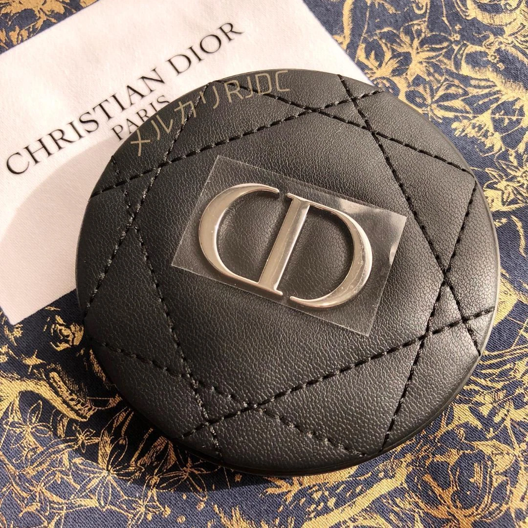 [Neuf dans sa boîte] Miroir compact Dior cuir PU noir à grain cannage