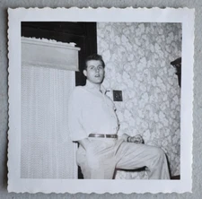 Handsome Nicely Dressed College Boy Nice Hair~ Vintage 1950's Snapshot Photo