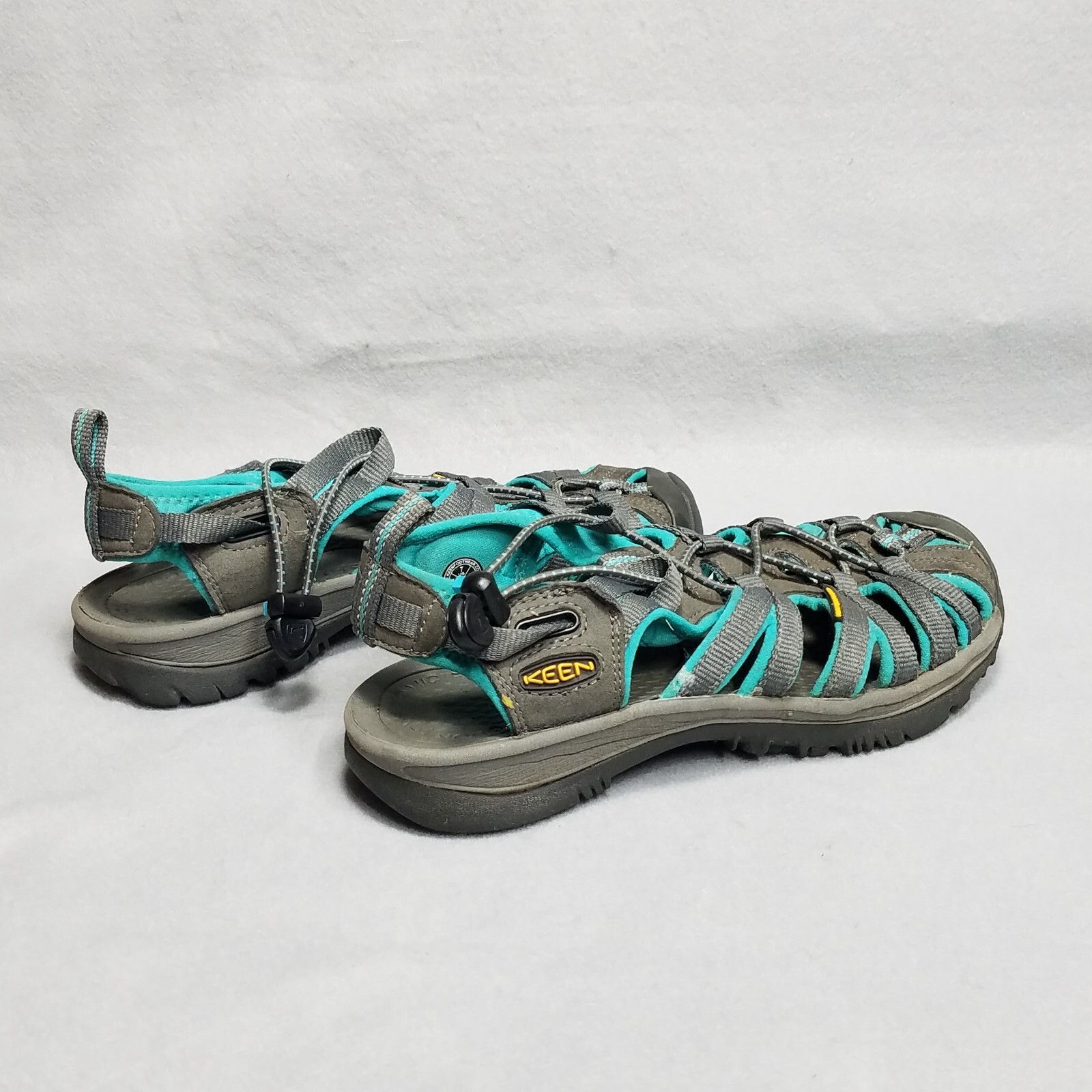 Sandali donna KEENS Whisper taglia 7 verde grigio impermeabili stringati elasticizzati