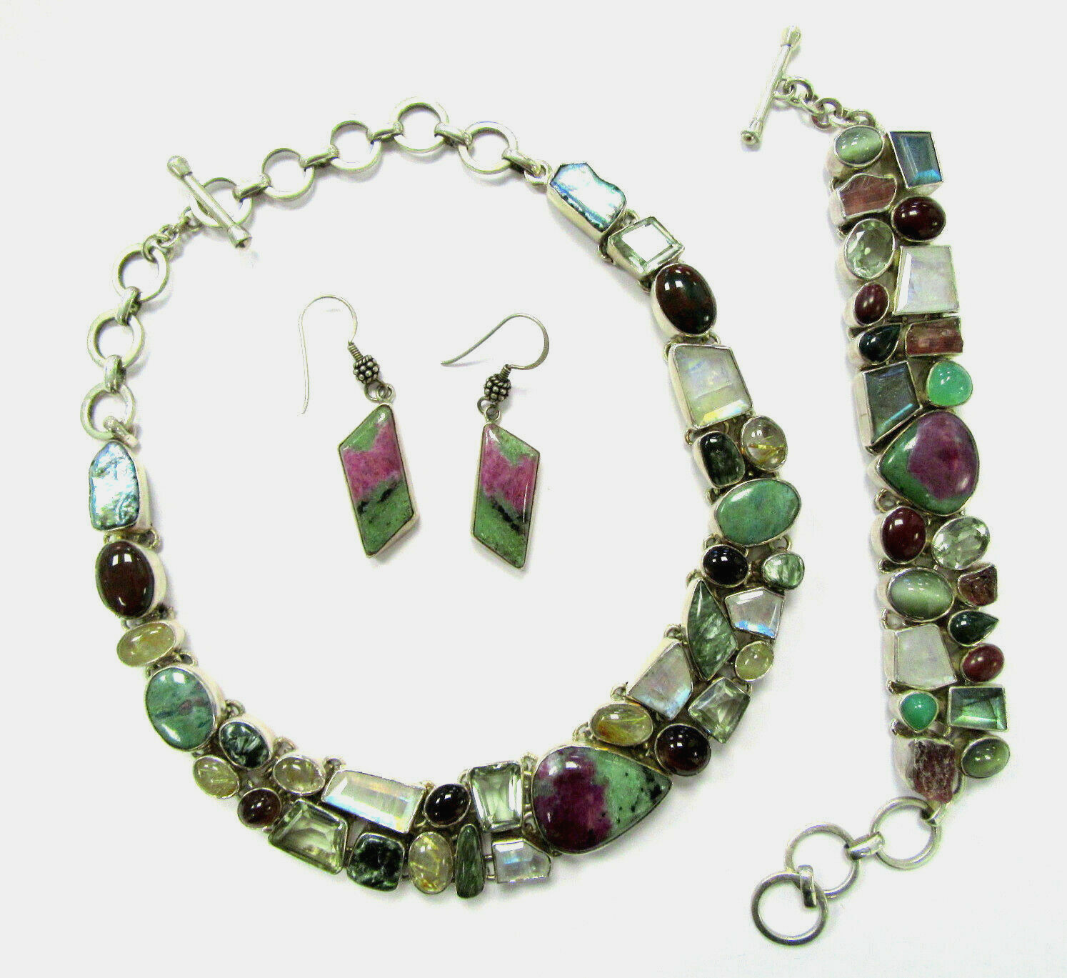 MOONSTONE TOPAZ QUARTZ RUBY LABRADORITE NECKLACE … - image 5